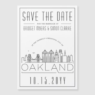 Invitation Magnétique Silhouette stylisée de la skyline d'Oakland pour f
