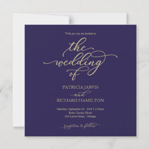 Invitation Magnétique Simple Chic Mariage bleu marine