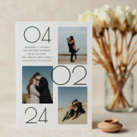Simple Dark Green 3 Photo Wedding Enregistrer La D