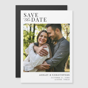 Invitation Magnétique Simple Élégant Photo Mariage Enregistrer la Date