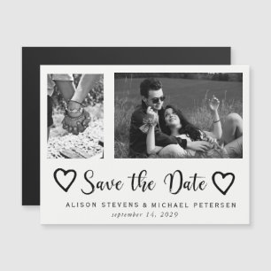 Invitation Magnétique Simple moderne chic script mariage photo date de s