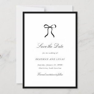Invitation Magnétique Simple Nœud Papillon Mariage Classique Enregistrer