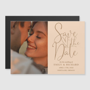 Invitation Magnétique Soft Peach Photo Mariage Élégant Enregistrer La Da