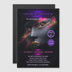 Invitation Magnétique Soirée néon qui brille dans le noir