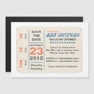 Invitation Magnétique Sports Star Bar Mitzvah Enregistrer la date Bleu