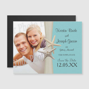 Invitation Magnétique Starfish Rustic Beach Starfish Enregistrer la date