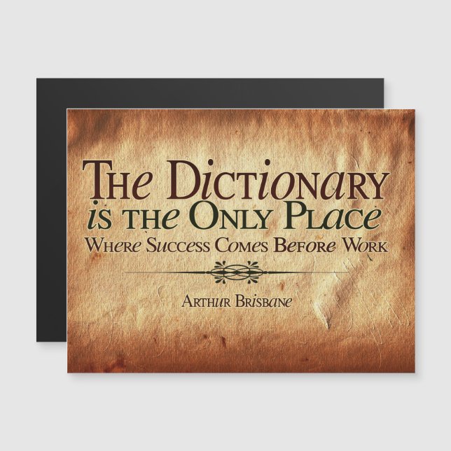 Invitation Magnétique Success Comes Before Work Magnetic Postcard (Devant / Derrière)