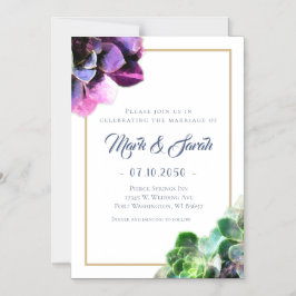 Invitation Magnétique Succulents violets avec Mariage de ligne de bronza