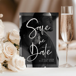 Invitation Magnétique Superposition noire et blanche | Photo Enregistrer