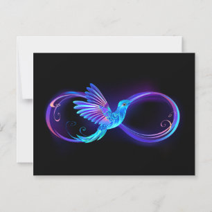 Invitation Magnétique Symbole de l'infini néon avec colibri lumineux