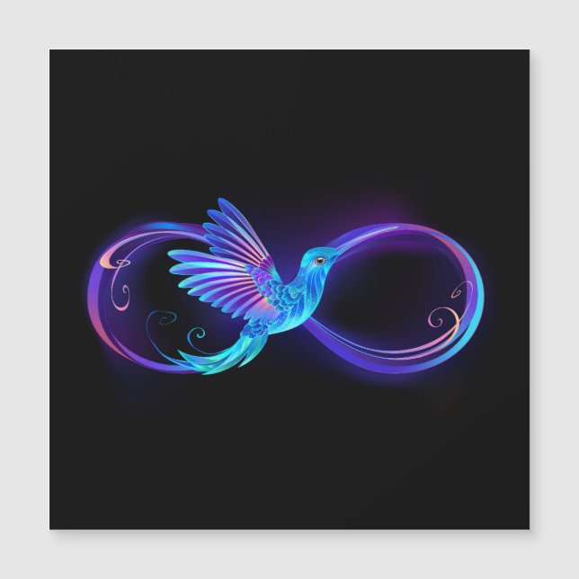 Invitation Magnétique Symbole de Neon Infinity par Glowing Hummingbird (Devant)