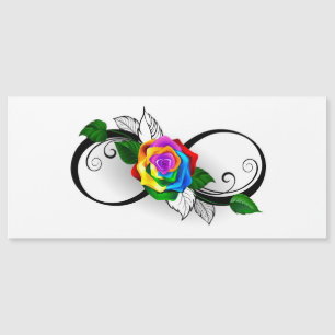 Invitation Magnétique Symbole d'infini avec Rose arc-en-ciel