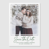Texte et photo vert foncé Enregistrer la date