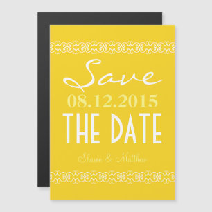 Invitation Magnétique Texte Jaune Enregistrer La Date Mariage Magnétique