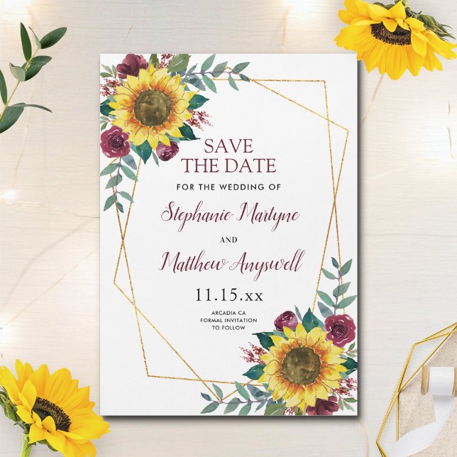 Invitation Magnétique Tournesol rustique Mariage Floral moderne (Créateur téléchargé)