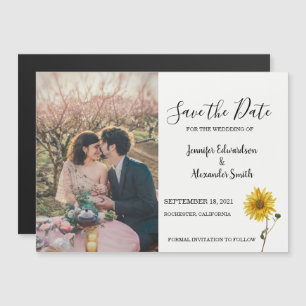 Invitation Magnétique Tournesol rustique pays photo floral