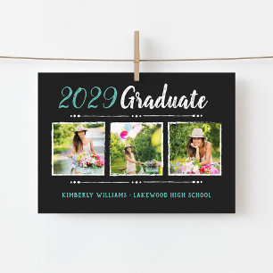 Invitation Magnétique Trendy 3 Photo Collage Annonces de Graduation