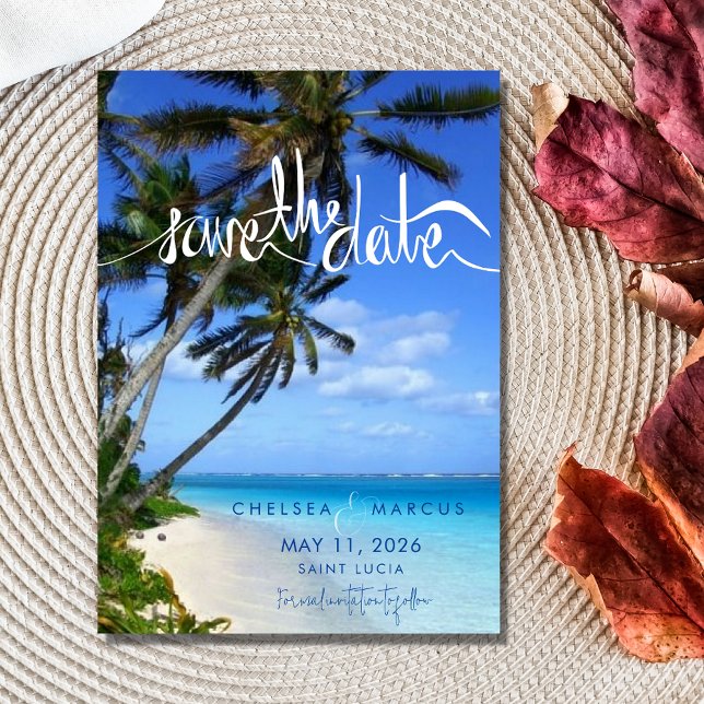 Invitation Magnétique Tropical Beach Destination Wedding Enregistrer la  (Créateur téléchargé)