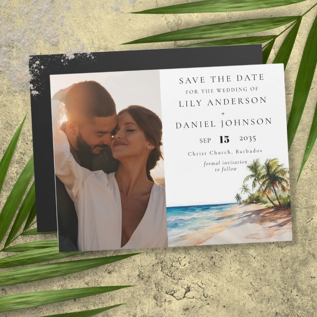 Invitation Magnétique Tropical Beach Photo Wedding Enregistrer La Date (Tropical Beach Photo Wedding Save The Date Magnetic Invitation)