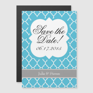 Invitation Magnétique Turquoise Turquoise Quatrefoil Enregistrer l'aiman