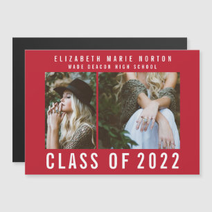 Invitation Magnétique Type graduation multi photo moderne magnétique rou