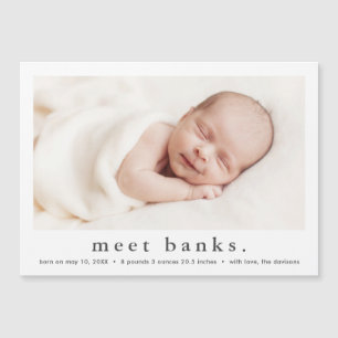 Invitation Magnétique Type simple Photo bébé moderne naissance