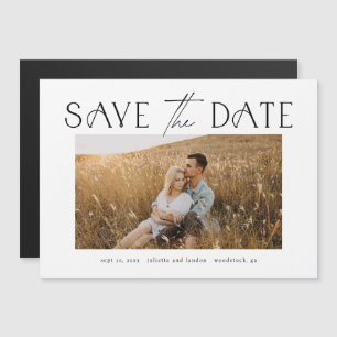 Invitation Magnétique Typographie Élégante Photo Mariage Enregistrer La 