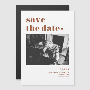 Invitation Magnétique Typographie en gras Terracotta Photo Enregistrer l