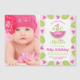 Invitation Magnétique Un dans un Melon 1er anniversaire aquarelle photo