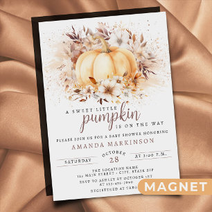 Invitation Magnétique Un doux petit Baby shower Citrouille neutre