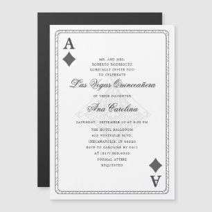 Invitation Magnétique Unique Elégant Las Vegas Casino Quinceañera
