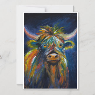 Invitation Magnétique Vache HAngus Highland
