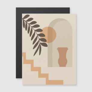 Invitation Magnétique Vase Feuille Escalier Soleil, Art Géométrique Abst