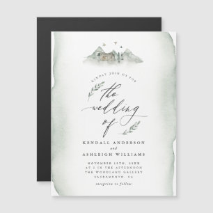 Invitation Magnétique Verdure rustique Aquarelle Feuilles Mariage extéri