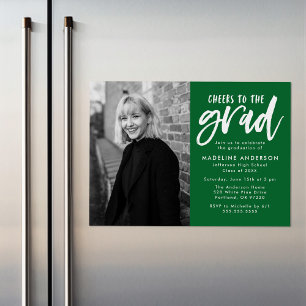 Invitation Magnétique Vert Salutations à la Grad Script Grad Graduatio