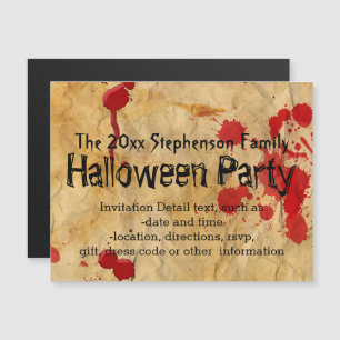 Invitation Magnétique Vintage Red Blood Splatz Halloween Party