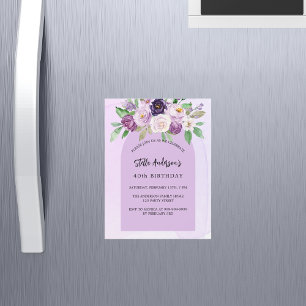 Invitation Magnétique Violet violet fleur vert arche luxe anniversaire