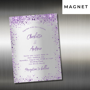 Invitation Magnétique violet violet mariage brillant luxe