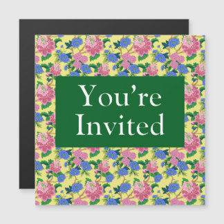 Invitation Magnétique "Vous êtes invité" preppy chinoiserie floral