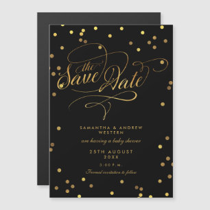 Invitation Magnétique Whimsical Gold Confetti Baby shower Enregistrer La