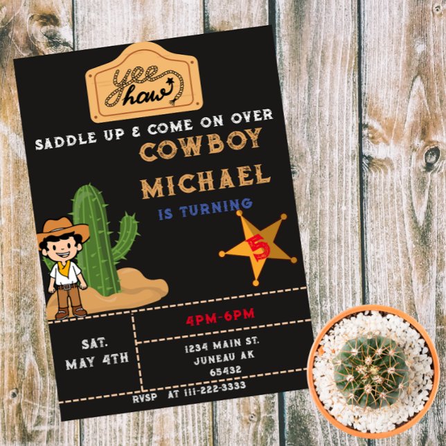 Invitation Magnétique Wild West Cactus Birthday Boy (Créateur téléchargé)