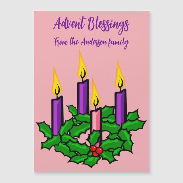 Invitation Magnétique Wreath Holly Advent (Devant)