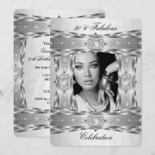 Invitation Magnifique 30 Élégant Diamant Gemme Argent Blanc P