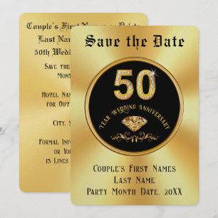 Invitation Magnifique, 50ème anniversaire de Mariage, sauvez 