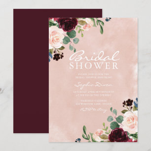 Invitation Magnifique Aquarelle Blush Fête des mariées Bourgo