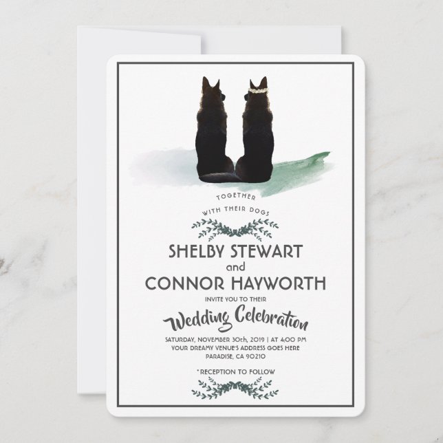 Invitation Magnifique berger allemand Mariage Silhouette (Devant)