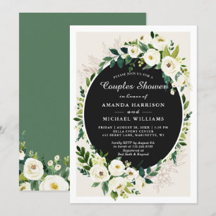 Invitation Magnifique Blanc Vert Floral Mariage Couples Douch