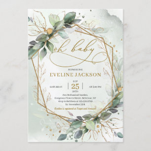 Invitation Magnifique boho vert feuille or oh bébé