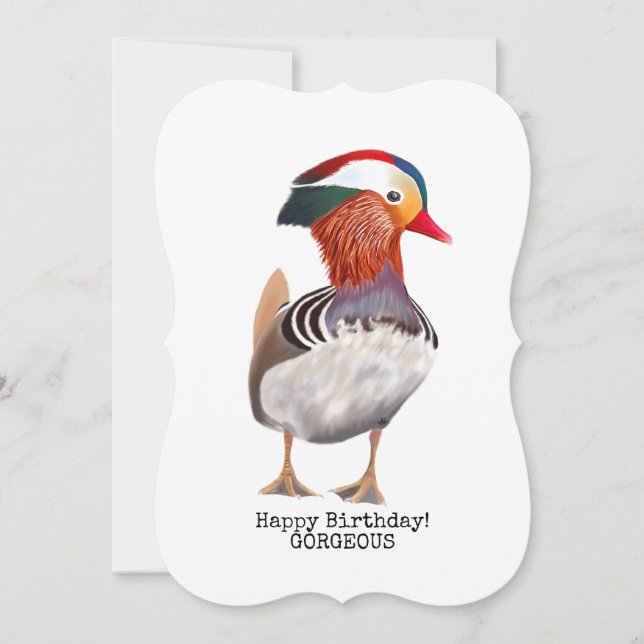 Invitation Magnifique Canard Mandarin, joyeux anniversaire (Devant)