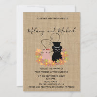 Magnifique caricature florale chats en burlap